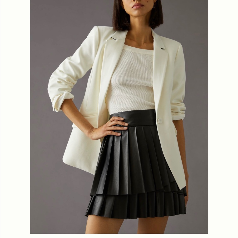 Maeve Black Pleated Mini Skirt